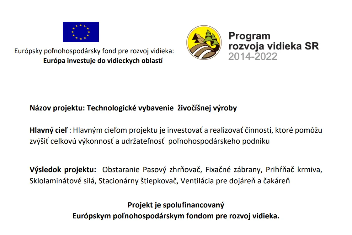 Projekt technologické vybavenie živočíšnej výroby