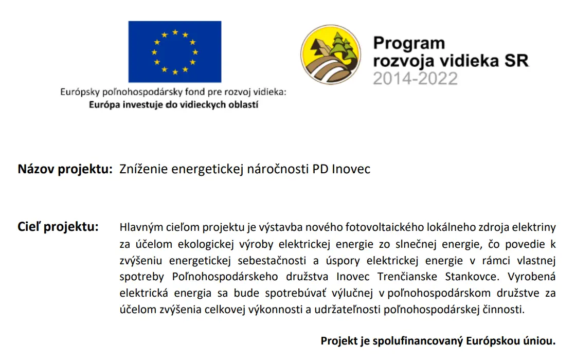 Projekt - Zníženie energ.naročnosti PD Inovec